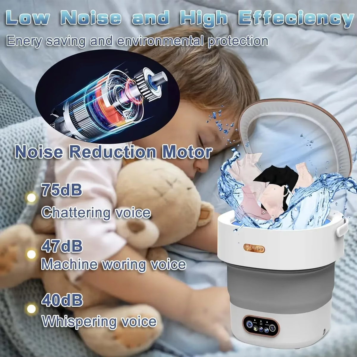 15L Portable Washing Machine Folding Large Capacityclothes Spin Dryer Bucket Travel Underwear Panties Socks Foldable Mini Washer