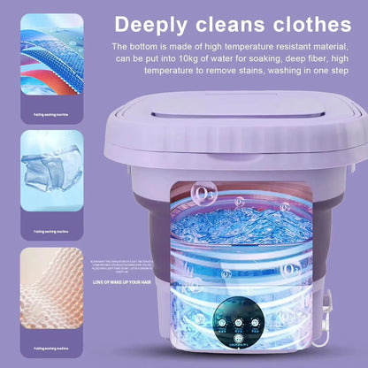 8L Portable Small Foldable Washing Machine with Spin Dryer for Socks Underwear Panties Washer Household Mini Washing Machine