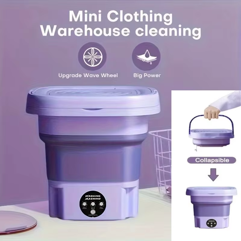 8L Portable Small Foldable Washing Machine with Spin Dryer for Socks Underwear Panties Washer Household Mini Washing Machine