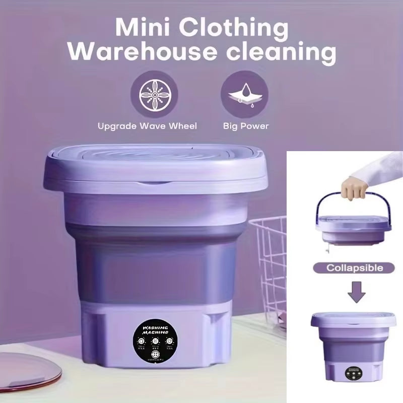 8L Portable Small Foldable Washing Machine with Spin Dryer for Socks Underwear Panties Washer Household Mini Washing Machine