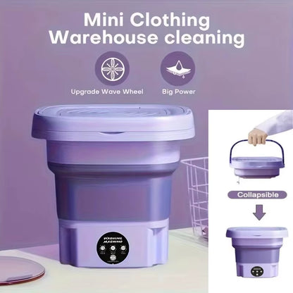 8L Portable Small Foldable Washing Machine with Spin Dryer for Socks Underwear Panties Washer Household Mini Washing Machine